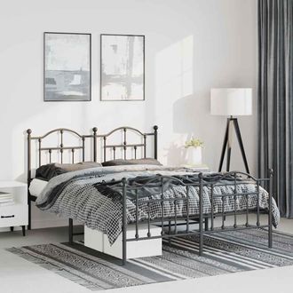vidaXL Vidaxl - Estructura Cama Sin Colch&oacute;n Con Estribo Metal Negro 135x190 Cm