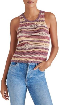 Steve Madden Hannah Metallic Open Stitch Sleeveless Sweater in Beet Red at Nordstrom, Size Medium