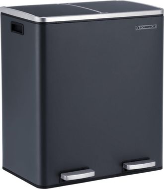 Songmics Cubo de basura de 2 x 30 l de color gris verdoso