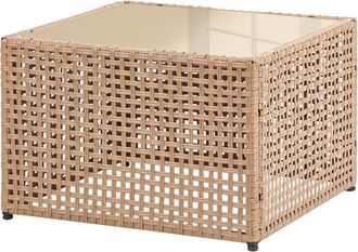 Beliani Mesa de centro de jard&iacute;n 66 cm 66 cm Rat&aacute;n sint&eacute;tico Beige