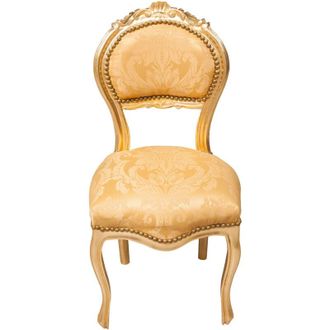 Biscottini International Biscottini - Wooden kitchen chair Dining chair 92x45x45 cm Louis xvi upholstered chair Baroque armchair French style gold armchair