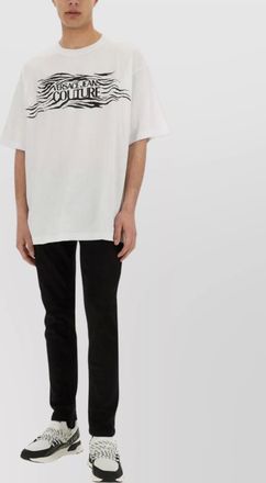 Versace Jeans Couture zebra rhinestone logo t-shirt