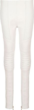 Balmain leather skinny trousers - women - Lambskin - 38 - Neutrals
