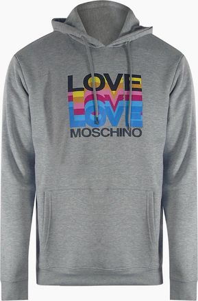 Love Moschino Mens Love Moschino Multi Logo Grey Hoodie - Size: 42