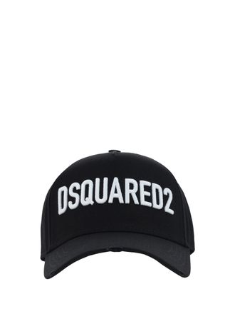 Dsquared2 Mens Logoed Cotton Baseball Hat Nero+biano