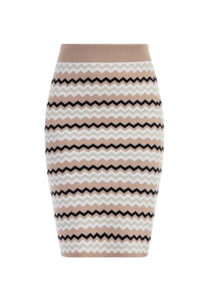 Faina Gebreide midi-rok Dames Beige Veelkleurig