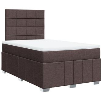 vidaXL Vidaxl - Cama Box Spring Con Colch&oacute;n Tela Marr&oacute;n Oscuro 120x200 Cm