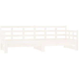 vidaXL Vidaxl - Dormeuse Estraibile Bianca Legno Massello di Pino 2x(80x200) cm