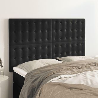 vidaXL Cabeceros 4 Unidades Terciopelo Negro 72x5x78/88 Cm Vidaxl