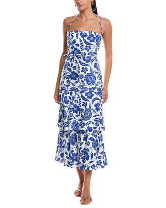 Milly Milly Flowers of Spain Linen-Blend Midi Dress