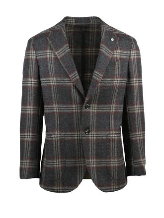 L.B.M. 1911 Rounded Virgin Wool Jacket with Classic Plaid Design