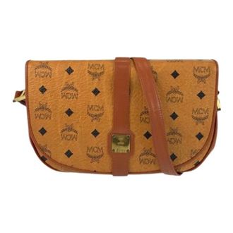 MCM Pre-owned Cross Body Bags, female, Brown, Size: ONE SIZE Pre-owned Visetos Leather Shoulder Bag
