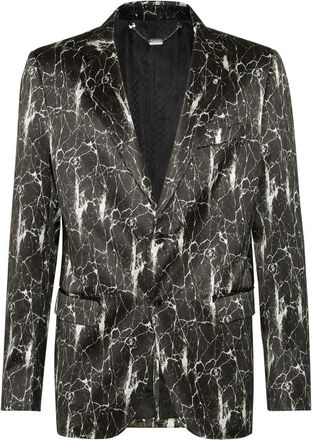 Billionaire Boys Club Marmerprint wollen jas met twee knopen - Heren - Blazers - Zwart - M - Wol - Jassen