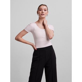 Pieces T-shirt met knoopsluiting