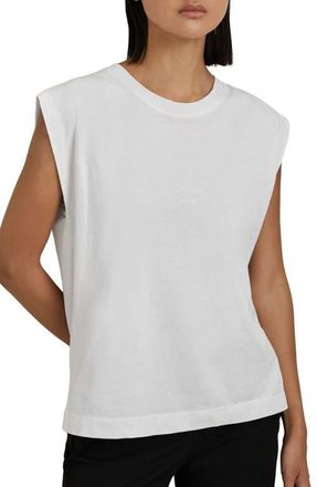 Reiss Morgan Cap Sleeve Cotton T-Shirt in White at Nordstrom, Size Small