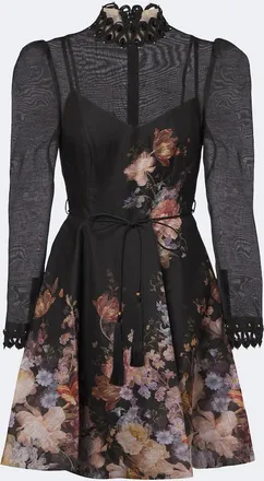 Zimmermann Valiant floral linen and silk minidress
