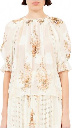 Ulla Johnson Pippa Short Sleeve Blouse In Beige