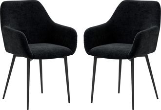 HOMCOM Set 2 Sedie Imbottite Moderne Con Braccioli E Gambe In Acciaio Nero - Homcom