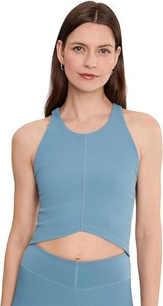 Beyond Yoga Impulse Ribbed High Neck Tank Top Womens Clothing Shaken Blue : SM, Elastane/Polyamide