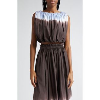 A.L.C. Nell Strapless Ombr&eacute; Cotton Crop Top in Sky Blue/Fudge at Nordstrom Rack, Size Large