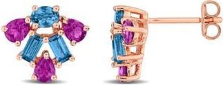 Delmar London Blue Topaz & Rhodolite Garnet Stud Earrings in Purple Multi at Nordstrom Rack