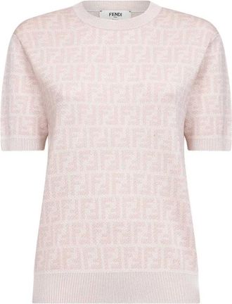 Fendi Round-neck Knitwear, female, Pink, L, Round-neck Knit Jumper