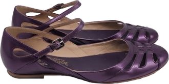 Tod's Tods Cutout Ankle Strap Ballet Flats in Violet Patent Leather