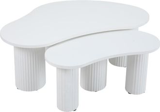 Oviala Mesa de centro nido de melamina blanca