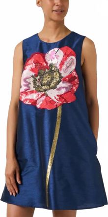 Frances Valentine Alice Shift Poppy Dress In Navy