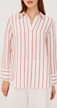 Rails Knox Linen Blend Button-Up Shirt in Scarlet Ivory Stripe at Nordstrom, Size Xx-Small