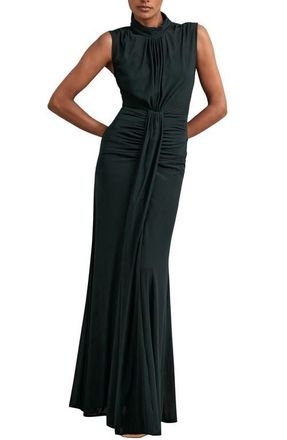 Reiss Daniella Drape & Ruched Detail Sleeveless Gown in Teal at Nordstrom, Size 10 Us