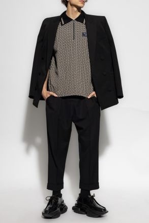 Balmain Polo With Monogram, Mens, Beige