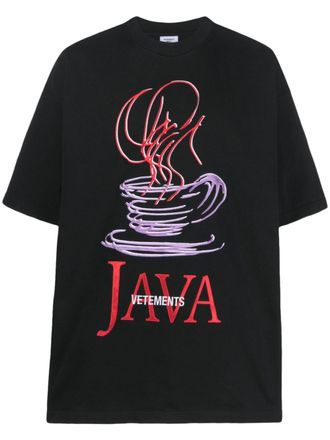 VETEMENTS T-shirt Java con ricamo - Nero