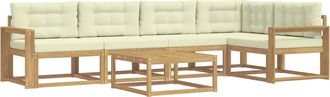 vidaXL Conjunto De Sof&aacute;s De Exterior 6 Uds. Blanco Y Crema Poli&eacute;ster Vidaxl