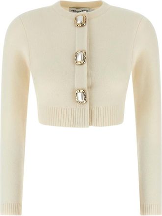 Self Portrait Truien & Vesten, Dames, Wit, M, Wol, Gebreid wollen vest