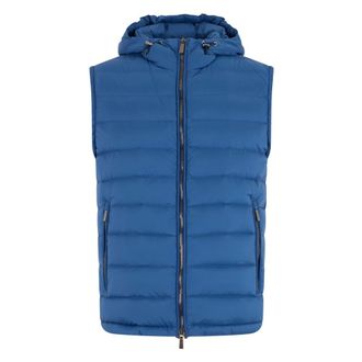 Moorer Vests, male, Blue, Size: M Padded Gilet with Hood