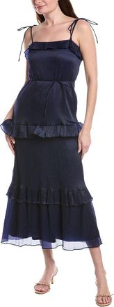 Julia Jordan Crinkled Chiffon Midi Dress