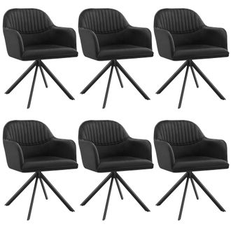 TecTake Armchair Lona Set Of 6 - Black/Black in Black | Size: 6 Pack