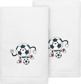 Linum Home Textiles 2-Pack Embroidered Hand Towel in White Soccer at Nordstrom Rack