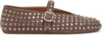 Alaia Crystal-embellished Suede Ballet Flats - Brown - 36 (IT36 / UK3)