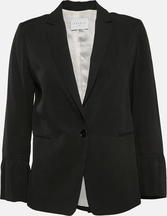 Sandro Black Gabardine Single Breasted Blazer