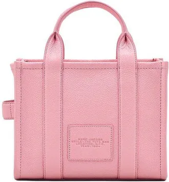 Marc Jacobs Embossed Logo Cow Leather Tote Bag - Pink
