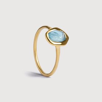 Monica Vinader Gold Odyssey Gemstone Ring Aquamarine