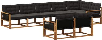 vidaXL Conjunto De Sof&aacute;s De Exterior 8 Uds. Natural Y Negro Vidaxl