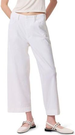 Rag & Bone Banks Linen Blend Crop Straight Leg Pants in White at Nordstrom Rack, Size 10