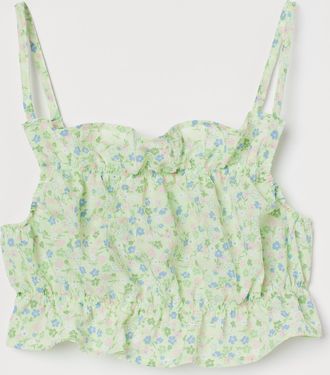 H&M Cropped Top mit Volants - Green
