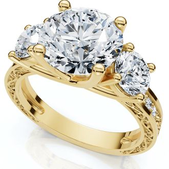 Pompeii3 Certified 3.40Ct Round Cut Diamond Engagement Ring 14k Gold Lab Grown