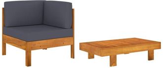 vidaXL Vidaxl - Muebles De Jard&iacute;n 2 Pzas Cojines Madera Acacia Gris Oscuro