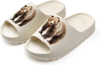 Generic Brown Bear Slides for Women Men Soft Thick Bottom Coconut Slippers Sandals for Bathroom Beach