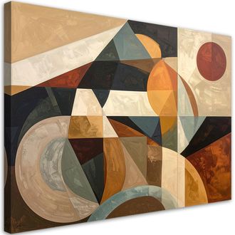 Feeby Cuadro En Lienzo, Arte Geom&eacute;trico Abstracto En Tonos Tierra, 120x80